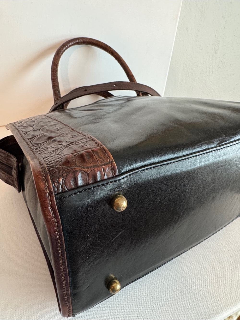 Vintage Brahmin Addison Croc Embossed Leather Satchel - Picture 9 of 15